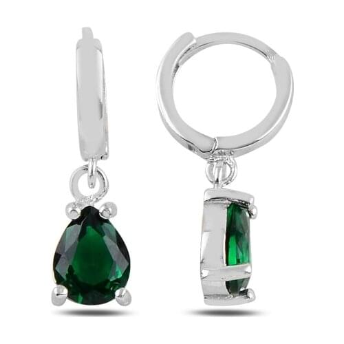 Silver 925 Sterling Drop Zircon Stone Hagi Earrings