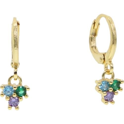 Pastel colorful cz triangle drop dangle earring cue lovely girl women floating charm earrings