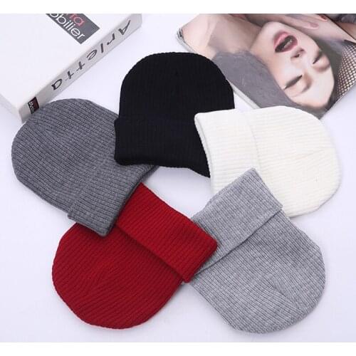 Unisex Hat Cotton Blends Solid Warm Thermal Soft HIP HOP Knitted Caps Men Winter Cap Womens Skullies Beanies For Girl Wholesale