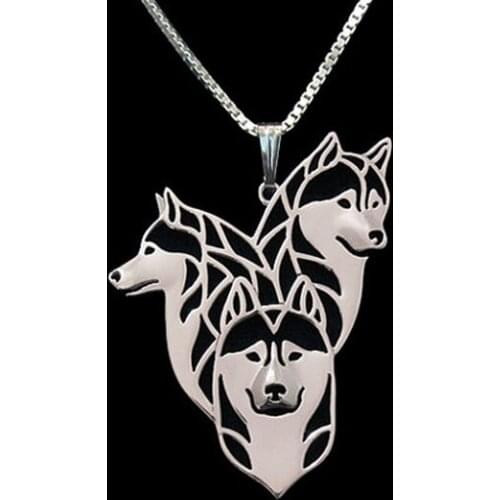 Siberian Husky necklace dog pet lover alloy pendant jewelry golden colors plated in stock fast delivery