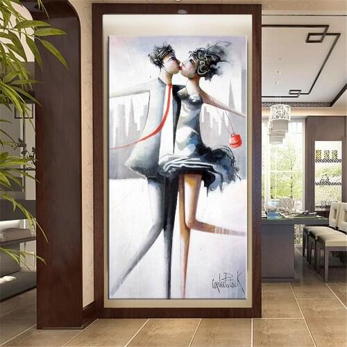 Nordic Men and Women Kissing Minimalist Decoration Canvas Painting Couple Love Print Living Room Wall Canvas Home Decoration