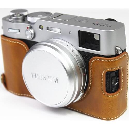 Camera Bag PU Leather Half Body Set Cover For Fuji Film Fuji X100V X-100V Bottom Case shell With Battery Opening
