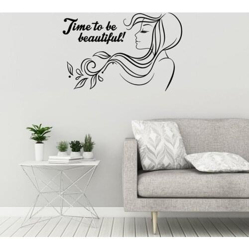 Inspirational Quote Wall Decal Beauty Spa Hair Salon Woman Mural Vinyl Wall Stickers Girls Bedroom Living Room Home Decor S682