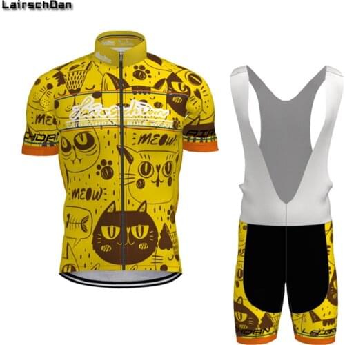 LairschDan cycling clothing men woman cyclist outfit mtb bike dress bicycle uniforms funny cat cycle jersey set maillot cyclisme