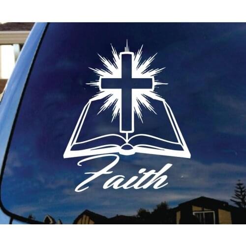 Faith Bible Cross Vinyl Decal Sticker Christian Religous Jesus Christ Catholic 15cm