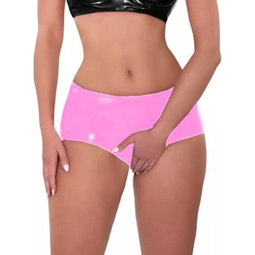 Women Panties Solid Thin Low Rise Brief Sexy PVC Women Underwear Open Crotch Latex Lady Briefs Plus Size 7XL thong underwear