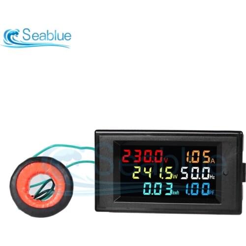 LCD Digital Panel Wattmeter Energy Power Meter Voltage Voltmeter Current Ammeter Frequency Indicator AC 110V 220V 300V 450V 100A
