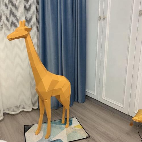 1m Giraffe Large Animal Paper Model Sculpture DIY Art Gifts Decor For Home Office Store Handmade Papercraft Toys