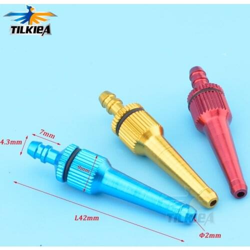 1pc Aluminum L42mm Fuel Pipe Nozzle with Fuel Filter Filling Nozzle Gasoline Glow Gas Fuel Jointer for RC Aircraft Airplane