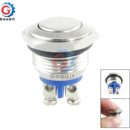 16mm Start Horn Button Momentary Stainless Steel Metal Push Button Switch Car Dash 12V Metallic Luster Metal Switch