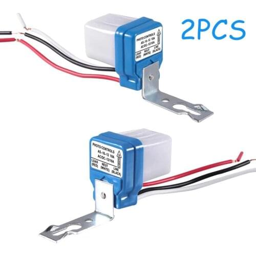 2PCS AC 110V 220V DC 12V 24V 10A Automatic Auto On Off Photocell Street Light Switch 50-60Hz Photo Control Photoswitch Sensor