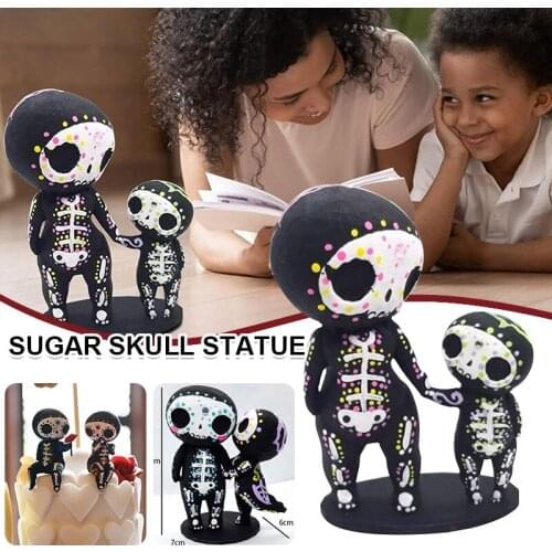 2PCS Sugar Skull Couple Figurine Resin Statue for Home Decor Indoor Desktop Ornaments D1