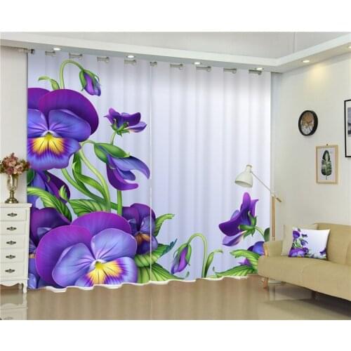2017 Pansy 3D Blackout Curtains For Living room Bedding room Decor Tapestry Wall Carpet Drapes Cotinas