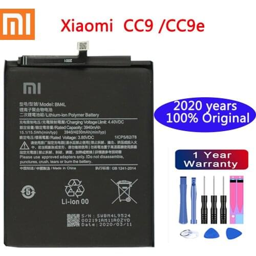 2020 years Xiao mi 100% Original Battery BM4L for Xiaomi Mi CC9 CC9e Replacement Batteries Xiaomi bateria CC9 Mi9 Lite 4030mAh