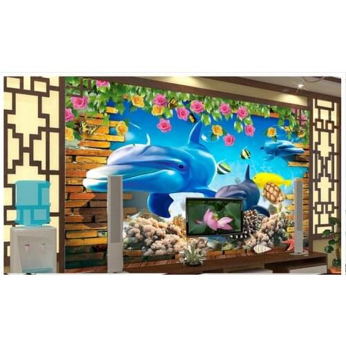 3D wall murals wallpaper custom picture mural wall paper HD Shark Sea World Background wall papers for living room decoration