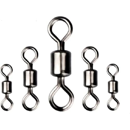 50pcs Fishing Barrel Bearing Rolling Swivel Solid Ring LB Lures Connector 9 Size Fishing Tackle Accessories Fishing Tools