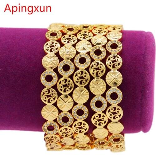PINXUN Dubai Gold Color Bangle New Design For Women Bridal Wedding Jewelry African/Indian/Ethiopian Bracelets Party Gift 0203-4
