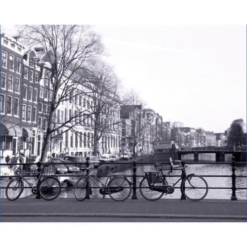 Bacal Custom Black and white City Building Wallpaper 3d wall mural street Bridge bike photo wall paper 3d papel de parede
