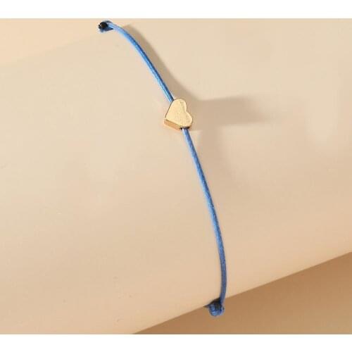 Gold Color Heart Bracelet Handmade Jewelry Multicolor Rope Adjustable String Lucky Bracelet For Women Children Couples