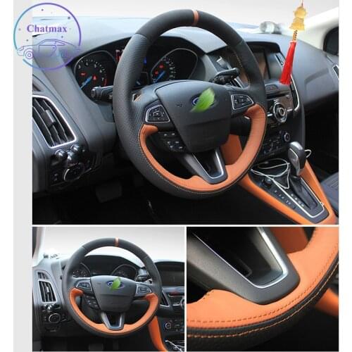 Embroidery Steering Wheel Cover for Ford Mondeo Explorer Edge Kuga Escort Suede Leather Hand Sewing Wrap DIY Stitchwork Holder