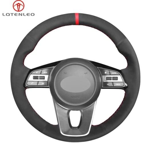 LQTENLEO Black Suede Steering Wheel Cover For Kia K5 Optima 2018 2019 Sportage 3 2017-2019 Forte 2017-2019 Ceed Cee'd 2017-2019