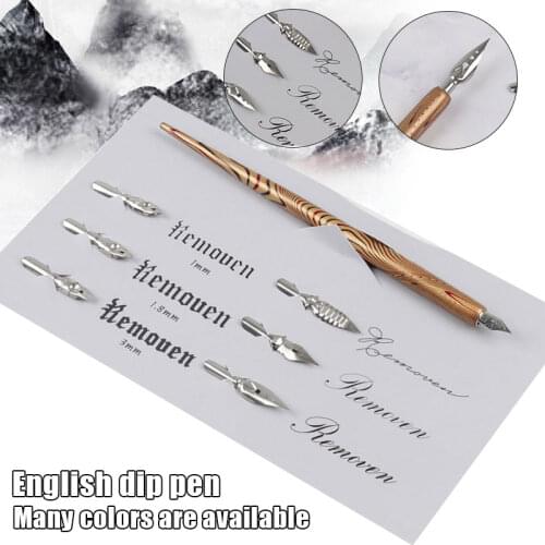 Dip Pen Wood Handcrafted Calligraphy Nib Holder Set with 6 Nib for Practicing Different Fonts 2021