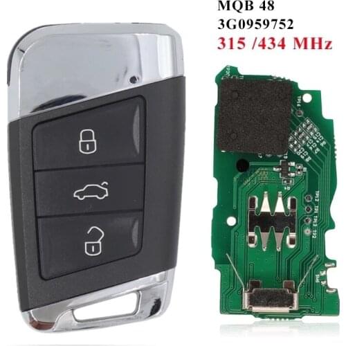For VW Passat B8 Arteon Superb A7 Variant 2014-2020 Year MQB Car Intelligent Keyless Go Smart Remote Key 434Mhz with ID48 Chip