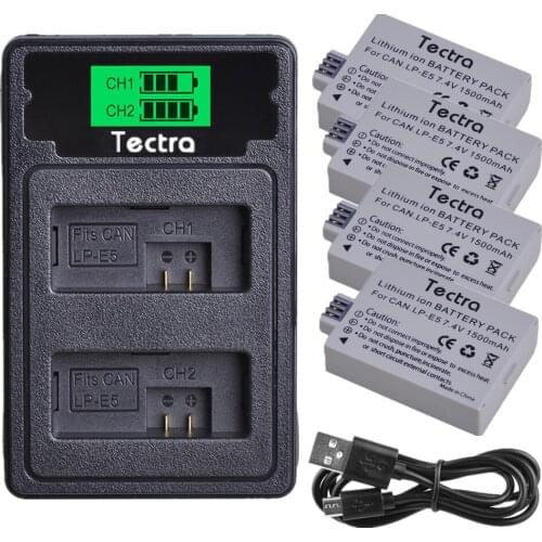 1500mAh LP-E5 LPE5 LPE5 Camera Li-ion Battery+LCD Dual Charger for Canon EOS Rebel XS,Rebel T1i,Rebel XSi,1000D,500D,450D