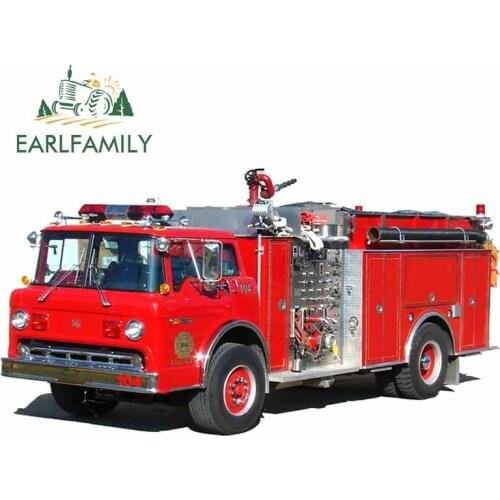 EARLFAMILY 13cm x 7.1cm For FIRETRUCK Fine Decal Sunscreen Car Stickers Waterproof Scratch-Proof for SUV JDM ATV VAN Decoration