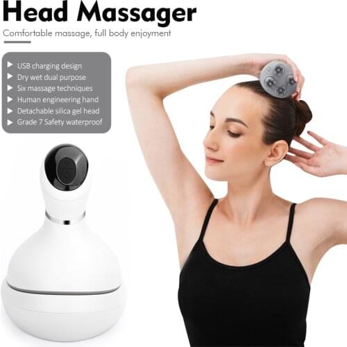 Electric Head Massager Handheld Portable Head Massager Wireless USB Charging Hair Growth Stress Relief Deep Clean Body Massage