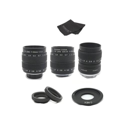 FUJIAN 35mm F1.7 CCTV Movie Lens + 25mm f1.4 TV Lens + 50mm f1.4 TV Lens for SONY E Mount A6500 A6300 A6100 NEX Series Camera