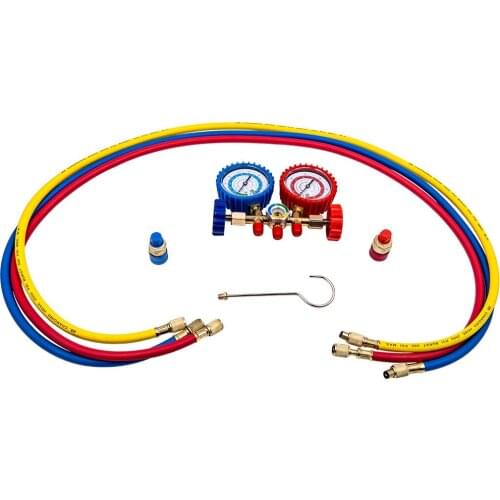 Hot Sale R134a R12 R22 Manifold Gauge Set HVAC AC Refrigeration Test 5ft Charging Hoses