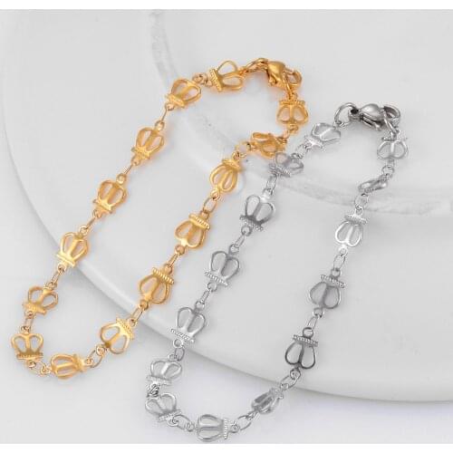 Stainless Steel Handmade Chain Bracelet Crown Creative DIY High Quality Mens and Womens Jewelry