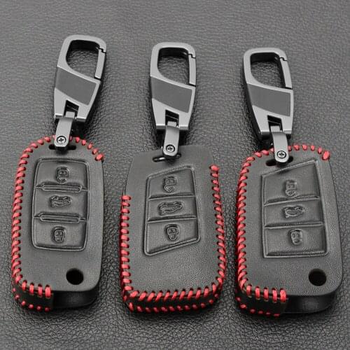 Leather Car Key Case Cover for Volkswagen Golf Bora Jetta POLO Passat B5 B6 For Skoda Superb Octavia Fabia For SEAT Ibiza Leon