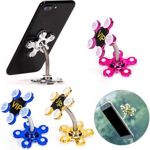 Creative mobile phone bracket universal magic sucker mobile phone holder 360 degree rotatable multi-angle metal flower su