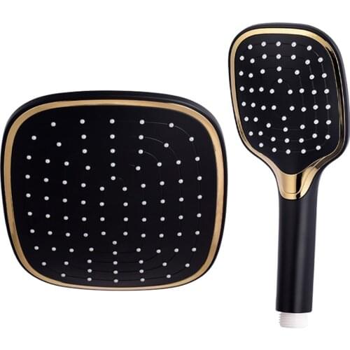 Square ABS Plastic Single Hand Shower White/Gold Black Big Rainfall Shower Head Combo Bathroom Top Shower Head Set