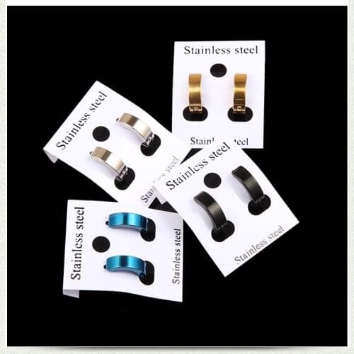 Punk Men Black Stainless Steel Small Huggie Round Hoop Earrings Neutral Earrings For Women Men Fashion Jewelry Broncos Unisex