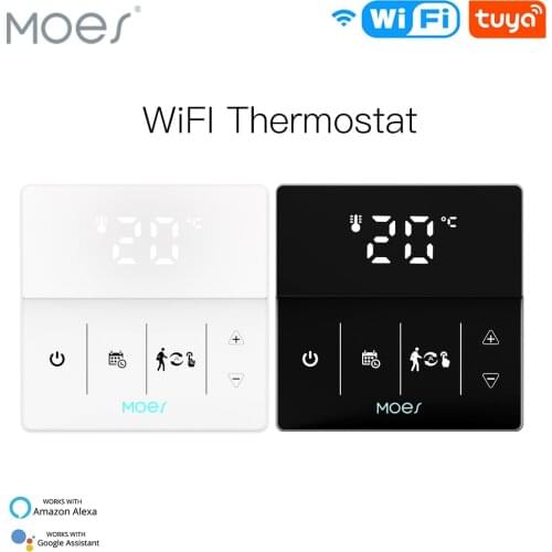 Moes WiFi Smart Thermostat Gas Boiler Water Electric Floor Heating Controller Logo Color Adjustable Tuya Smart App Control