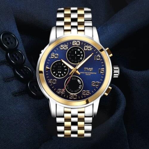 2020 Men Watches Waterproof Quartz Duel Display Mens Watches High Quality Stainless Steel Bracelet Watches Men Aviator Watches