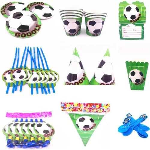 Hot football Theme Cartoon Party Set Tableware Plate Napkins Banner Birthday Candy Box child Shower Party Decoration
