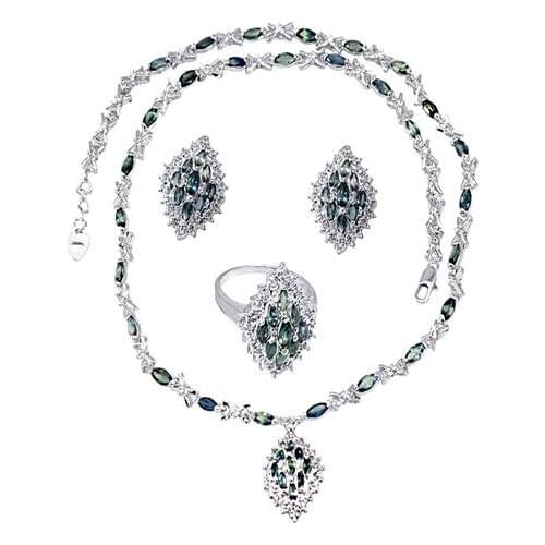 Sapphire set Natural sapphire set including ring/earring/necklace 925 stelring silver 0.35ct*36pcs,0.13ct*28pcs gems