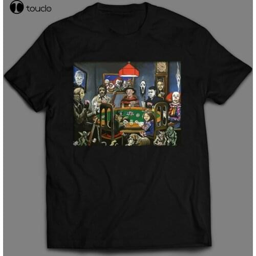 New Horror Movie Killers Game Of Poker Painting Halloween Shirt Full Front* Cotton Tee Shirt