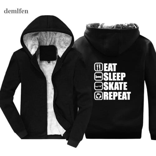Novelty Design Eat,sleep,skate,repeat,Skater Hoodie Funny Printed Men Sweatshirt Keep warm Tops Casual Fashion Cool Hoodies