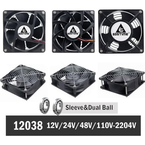 Gdstime 120mm 12CM 12038 Cooling Fan 120mm x 120mm x 38mm Computer Case Fan 12V 24V 48V 110V 115V 220V 240V Ball Cooling Cooler
