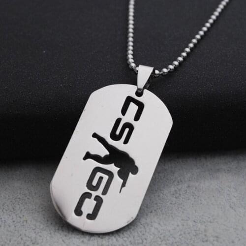 30 GO Counter-Strike Logo Symbol Necklace Round Global Offensive Necklace Stainless Steel Anime Game CS Logo Necklace jewelry