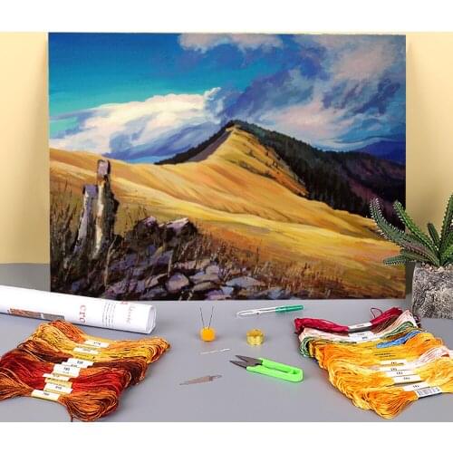 Landscape September Printed Canvas 11CT Cross Stitch Complete Kit DIY Embroidery DMC Threads Needlework Craft Wholesale