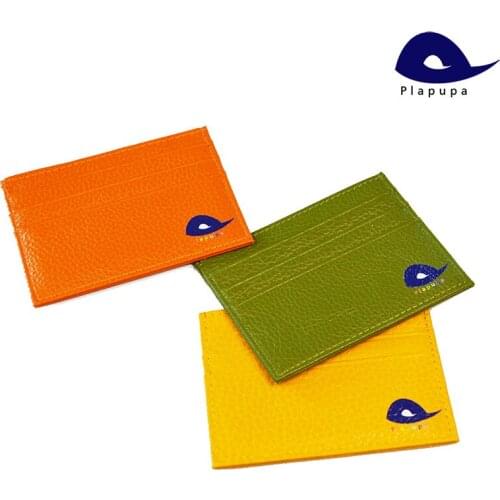 Plapupa 100% Cow Genuine Leather ID Card Holder with Rainbow UV Color Printing Logo