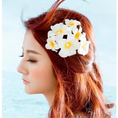 Plumeria hair clip Bridal Barrette Tropical Beach Wedding Plumeria Flower Women Party Hairclip Hairpin Accessories