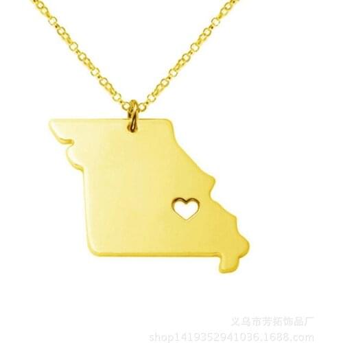 Popular in Europe and the United States, map of the 50 States Missouri is not embroidered steel necklace