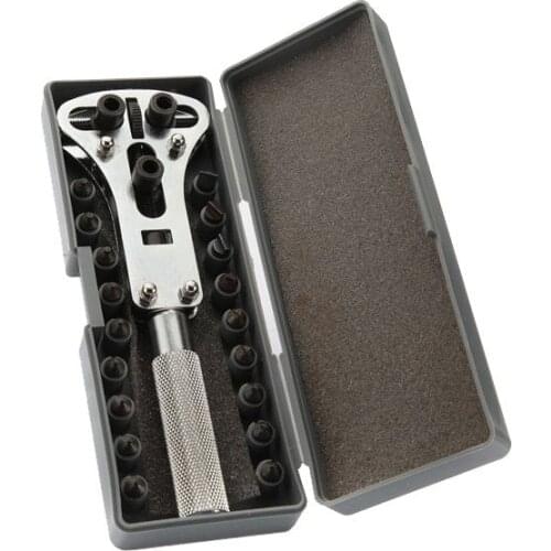 Practical NEW Adjustable Screw Watch Back Case Cover Opener Wrench Remover Repair Tool Set